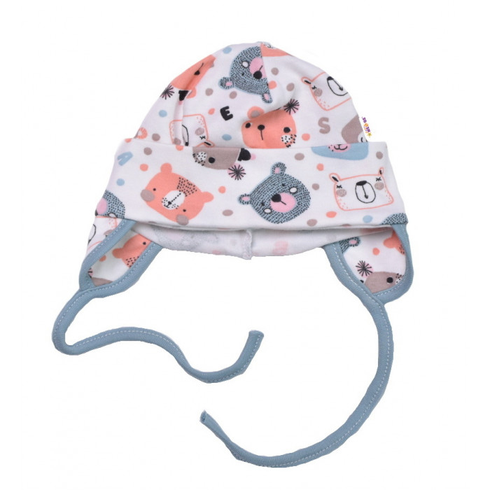 Čiapočka na zaväzovanie, bavlna, Space Bear, Baby Nellys, pastel mint, veľ. 62/68