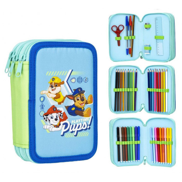 Školský peračník trojposchodový s náplňou Paw Patrol Pups