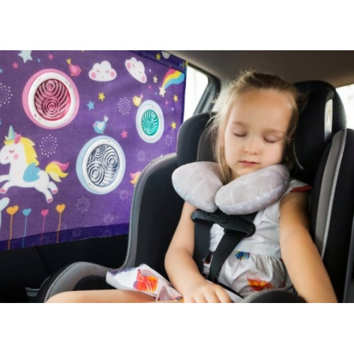 Slnečná clona do auta 45×52 cm – farebná sieťovaná clona pre deti od narodenia, Unicorn