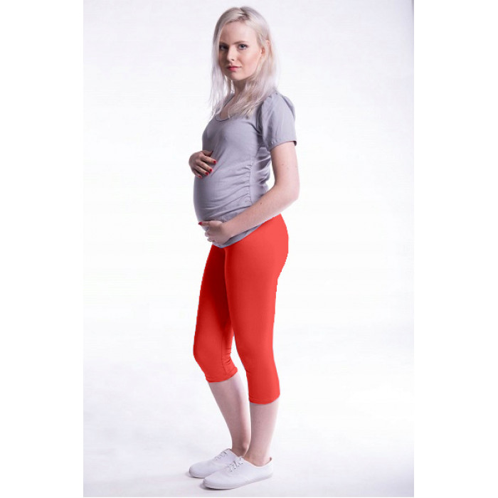 Be MaaMaa Tehotenské farebné legíny 3/4 dĺžky - korálová, veľ. M
