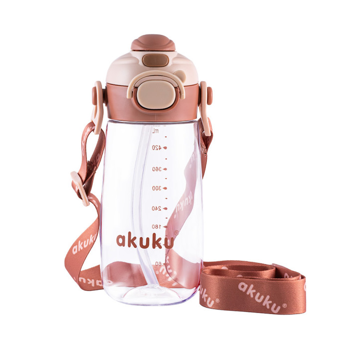 Detská fľaša na pitie so slamkou, bidon 480 ml Mocha – do školy, na šport aj výlety