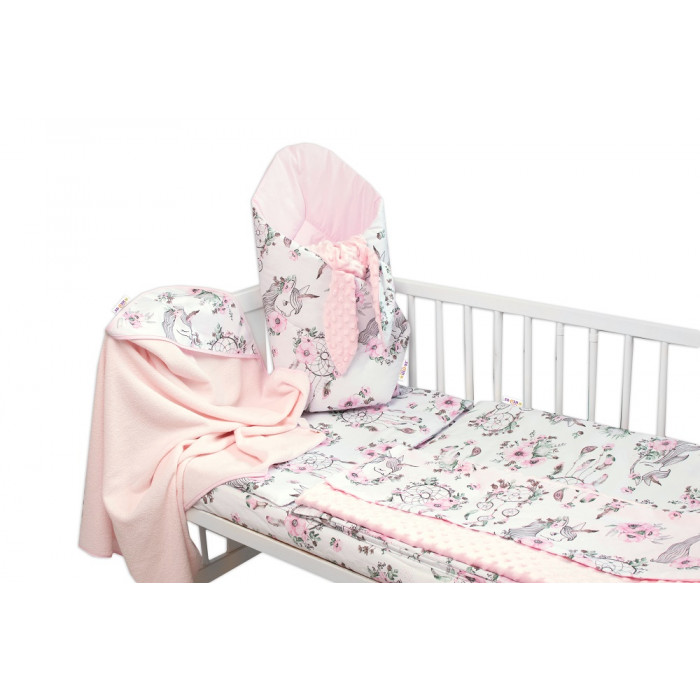 Baby Nellys 6-dielna výhod. súprava pre bábätko s darčekom,120x90, Sny Jednorožca, ružová