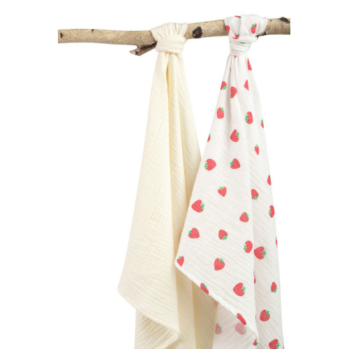 Mušelínové plienky krčené 60×75 cm Strawberry Cream – sada 2 ks