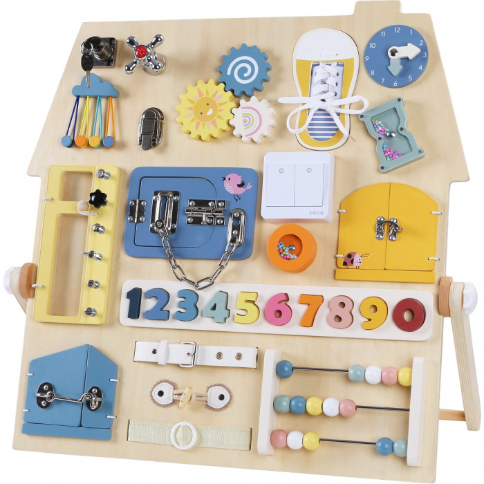 Montessori Activity board Senzorická doska Domček