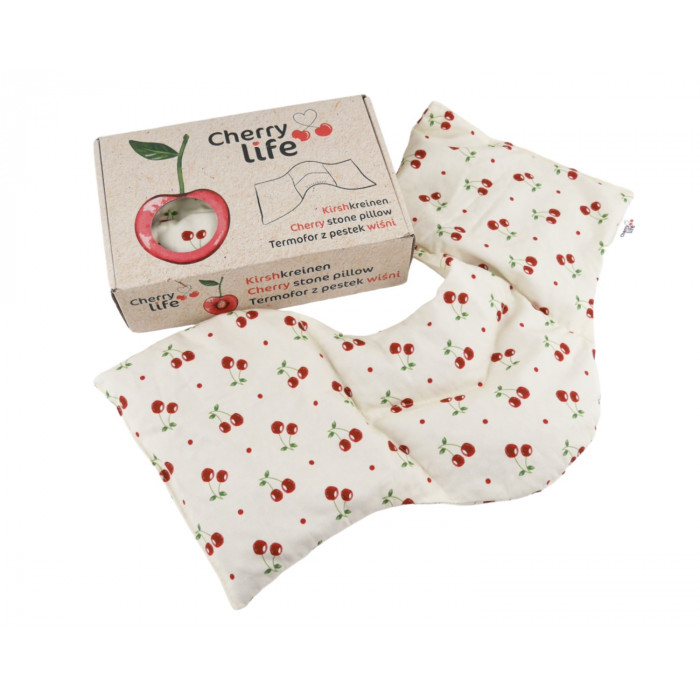 Ramenný nahrievací pás s čerešňovými kôstkami, termofor -  Cherry life, ecru