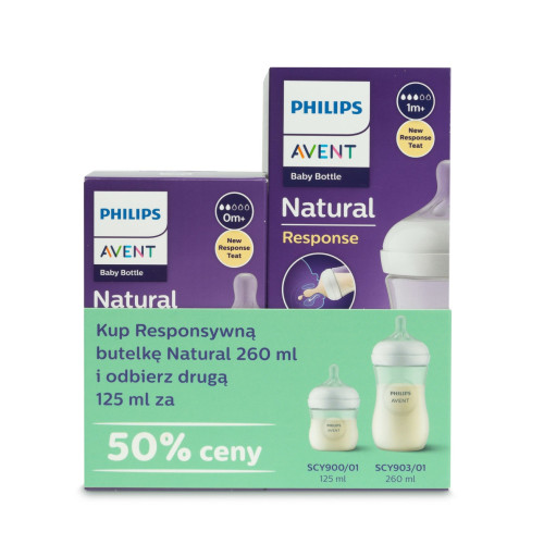 Natural Response fľaša 125 ml + 260 ml, cumlík – antikolikový, prirodzené satie