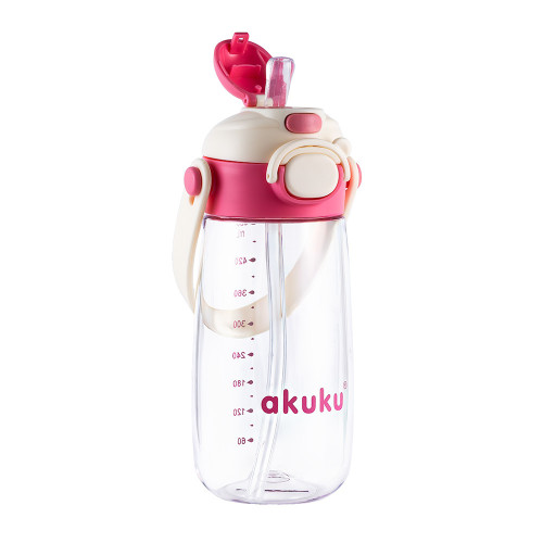 Detská fľaša na pitie so slamkou, bidon 480 ml pink – do školy, na šport aj výlety