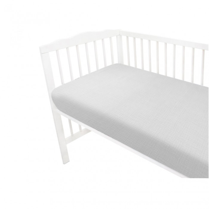 Mušelínové prestieradlo postieľky 60 x 120 NATURE double - šedé