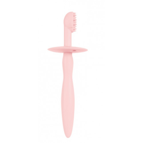 Canpol babies Silikónová zubná kefka /hryzátko s ochr. štítkom - ružový