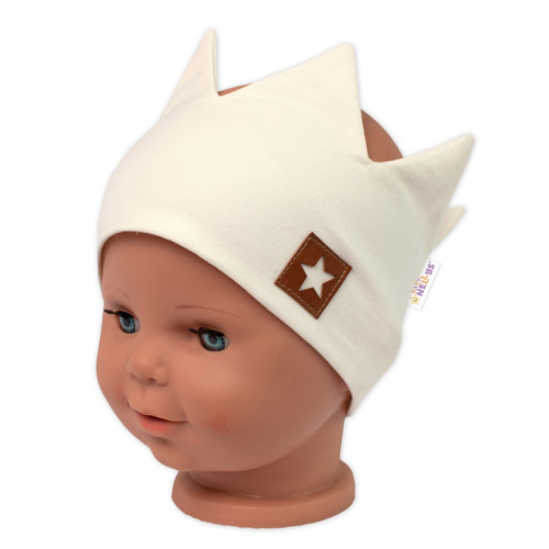 Dvojvrstvová čelenka, Baby Nellys Hand Made, bavlna, Korunka STAR - smotanová, 80/98