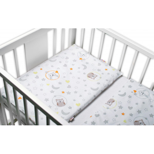 3-dielna sada - mantinel s obliečkami Malé sovy - biela, 135x100 cm