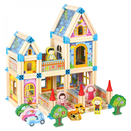 2Kids Toys Drevená stavebnica Zámok farebný