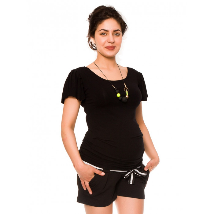 Be MaaMaa Tehotenské teplákové kraťasy Monika - čierne, vel´. XL