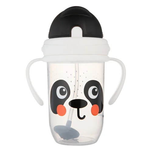 Hrnček netekúci s slamkou a závažím Canpol babies 270 ml, Panda