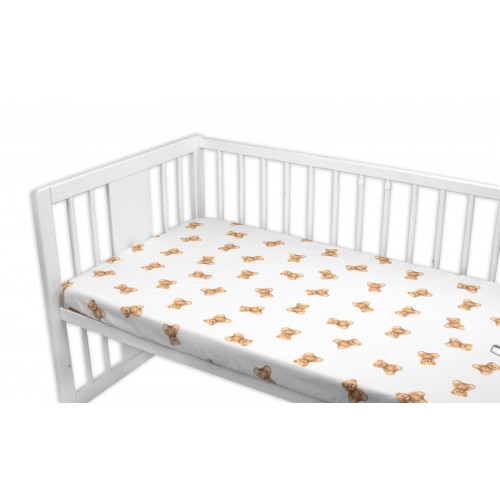 Prestieradlo do postieľky 140x70cm, Míša - biely s potlačou