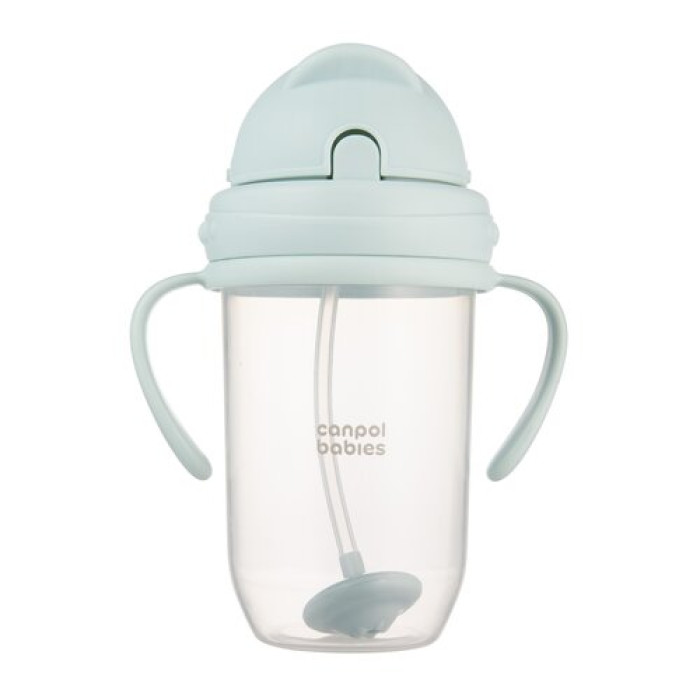 Nevylievací hrnček Canpol babies 270 ml so slamkou so závažím,mint, 6m+