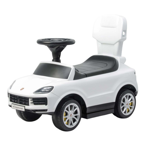 Detská odrážadlo Porsche Cayenne s vodidlom – jazdítko 2v1 so zvukmi - biele