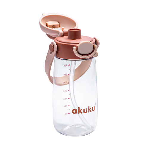 Detská fľaša na pitie so slamkou, bidon 480 ml Mocha – do školy, na šport aj výlety