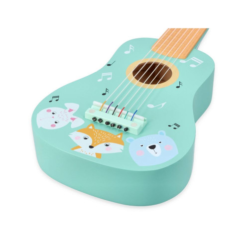 Drevená detská gitara Lesné zvieratká – mätová