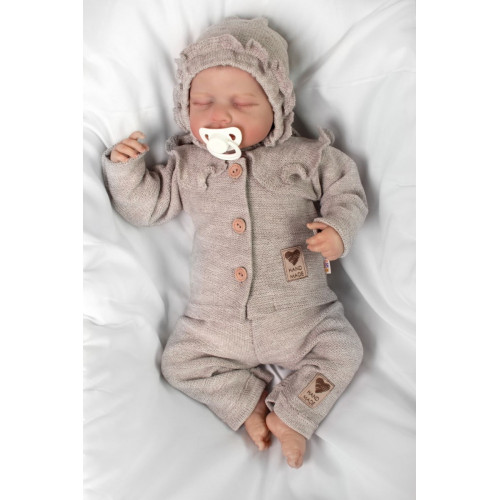 Pletený svetrík s volánikom Girl, Baby Nellys, béžový, veľ. 68