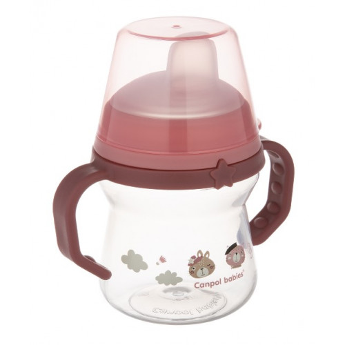 Nevylievací hrnček Canpol Babies s mäkkým náustkom - Bonjour, ružový, 150 ml