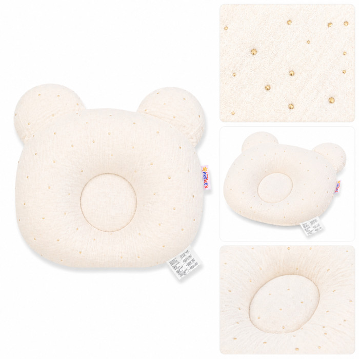 Mušelínový tvarovaný vankúš Zlaté bodky, béžová