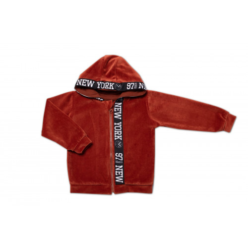 Mamatti Detská tepláková súprava Velvet zapínanie na zip, Fox, hnedá