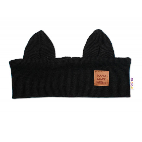 Čelenka Cat s úškami pre deti Hand Made - čierna, 4-8 rokov