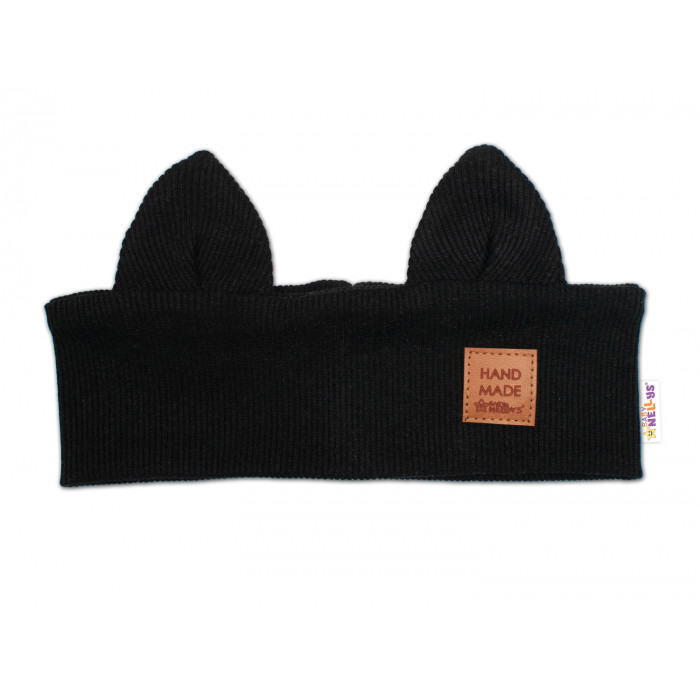 Čelenka Cat s úškami pre deti Hand Made - čierna, 4-8 rokov