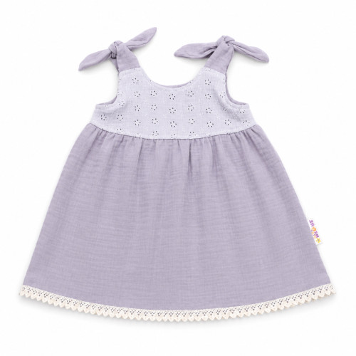 Baby Nellys Letné ľahučké mušelínové šaty Summer - šedé , veľ. 80/86