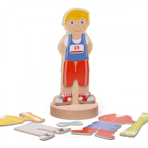 Bigjigs Toys Magnetické obliekacie puzzle športové aktivity