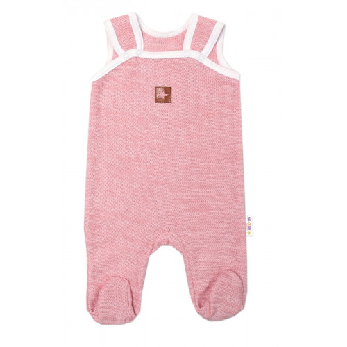 Baby Nellys 2-dielna súpravička Star, body dl. rukáv + pletené dupačky, růžové