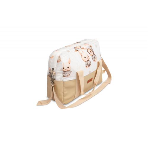 Taška ku kočíku, ekokoža, Králičci, béžová