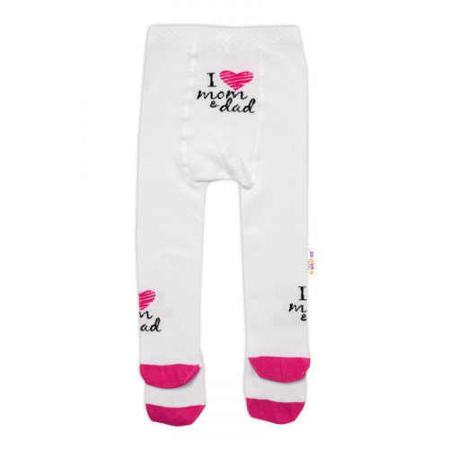 Baby Nellys Bavlnené pančucháče I love mom & dad - ružové, veľ. 80/86