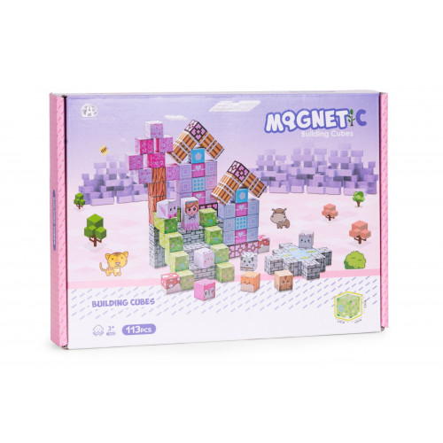 Magnetické konštrukčné kocky pre deti sada 113 dielov