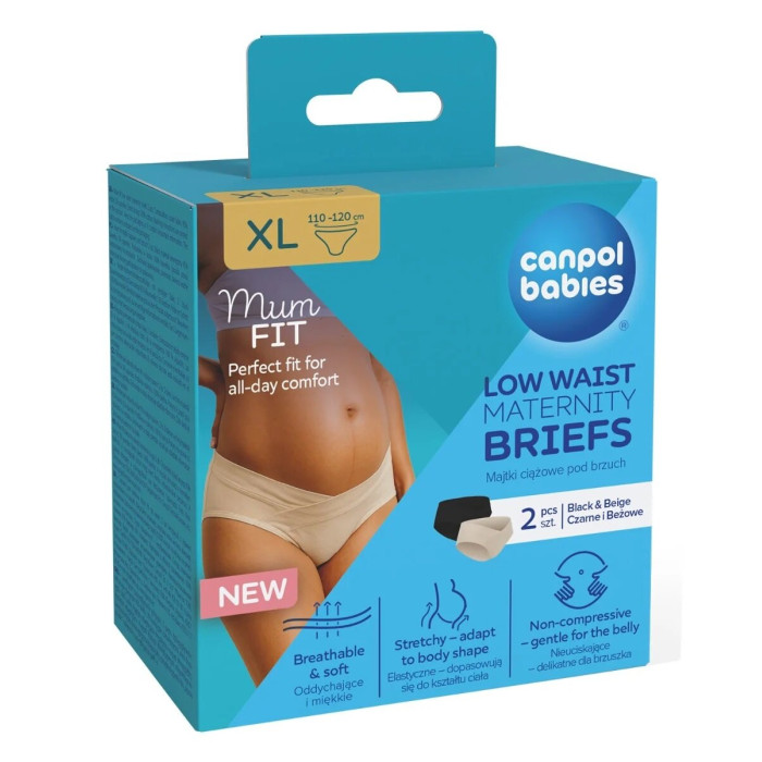 Nohavičky pre tehotné Canpol babies MumFit pohodlné 2 ks, čierne, béžové - XL