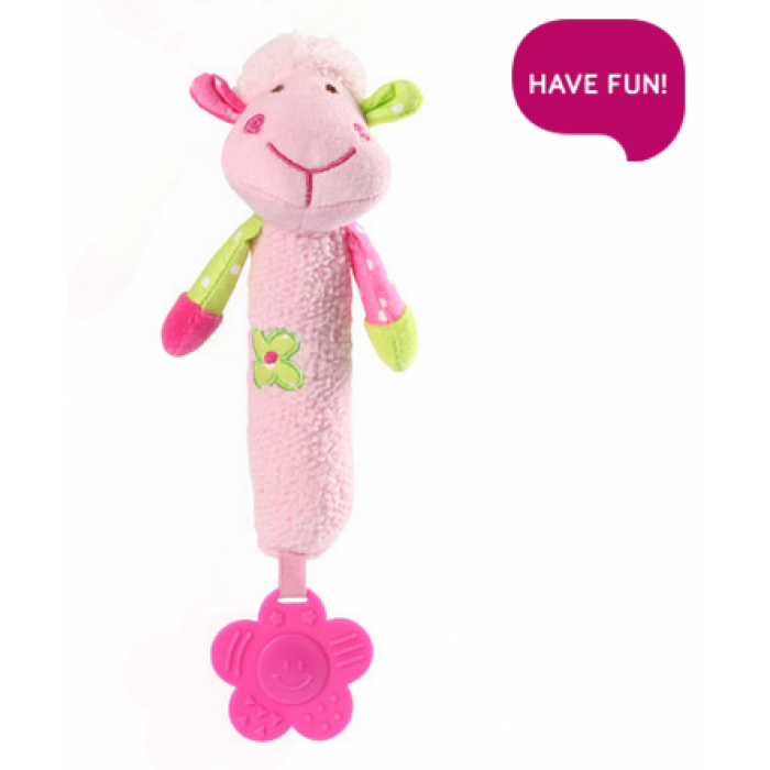 BabyOno Plyšová hračka s pískátkem a hryzátkom Sweet Lambie - ružová BabyOno Plyšová hračka s pískátkem a hryzátkom Sweet Lambie - ružová