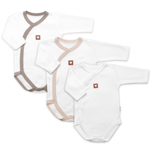 Rastúca výhodná sada, 3x Body pre bábätko Nature - béžová/taupe/biela, veľ. 56/62