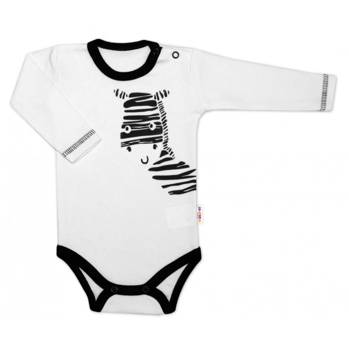 Baby Nellys Body dlhý rukáv, biele, Zebra, veľ. 56