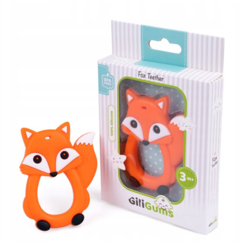 GiliGums Silikónové hryzátko - Líška, oranžová