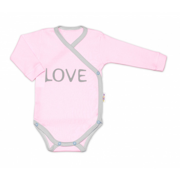 Baby Nellys Body dlhý rukáv Love - zapínanie bokom, ružové, veľ. 56 Baby Nellys Body dlhý rukáv Love - zapínanie bokom, ružové, veľ. 56