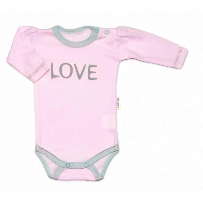 Baby Nellys Body dlhý rukáv Love - ružové Baby Nellys Body dlhý rukáv Love - ružové