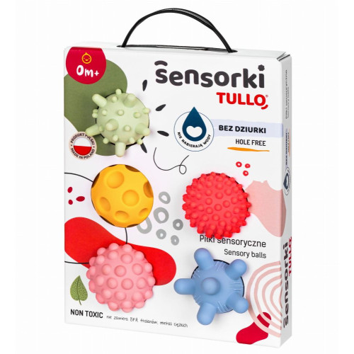 Pastelové senzorické loptičky Tullo, 5 ks bez dierok