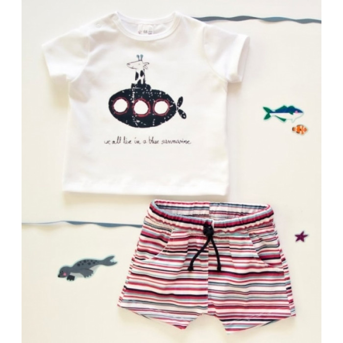 K-Baby 2 dielna detská súprava, triko s kraťasky For Boy - proužky červené, modré, veľ. 80 K-Baby 2 dielna detská súprava, triko s kraťasky For Boy - proužky červené, modré, veľ. 80