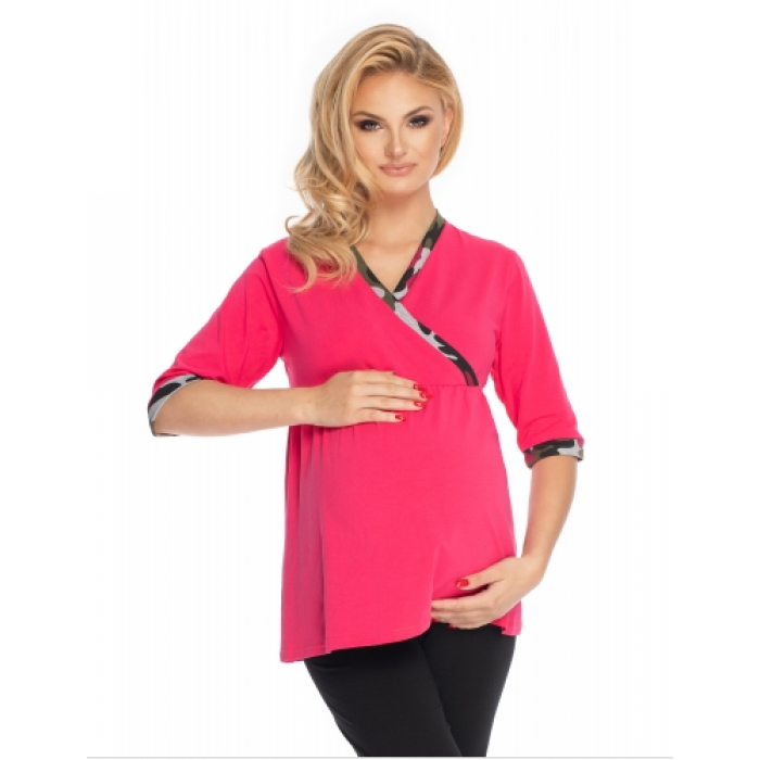 Be Maamaa Tehotenské, dojčiace pyžamo 3/4 rukáv - ružová, čierna, veľ. L/XL Be Maamaa Tehotenské, dojčiace pyžamo 3/4 rukáv - ružová, čierna, veľ. L/XL