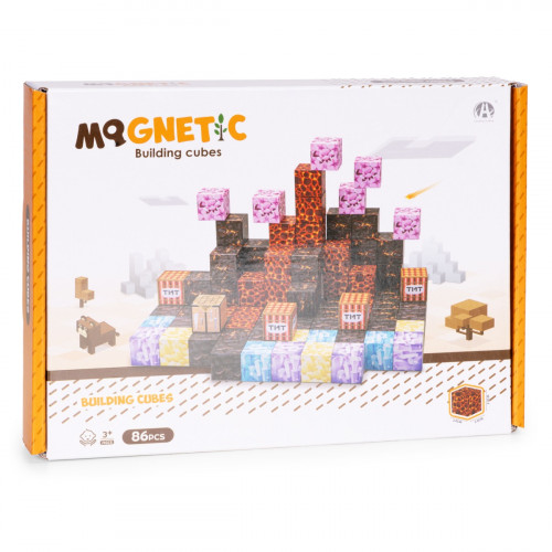 Magnetické konštrukčné kocky pre deti, súprava 86 ks, kockové dieliky