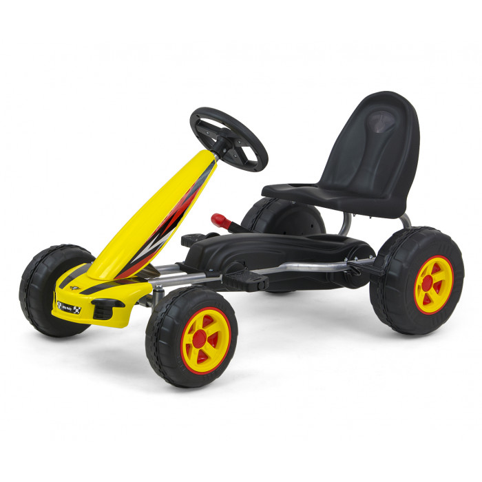 Milly Mally VIPER – detská šliapacia motokára (gokart) s ručnou brzdou - žltá