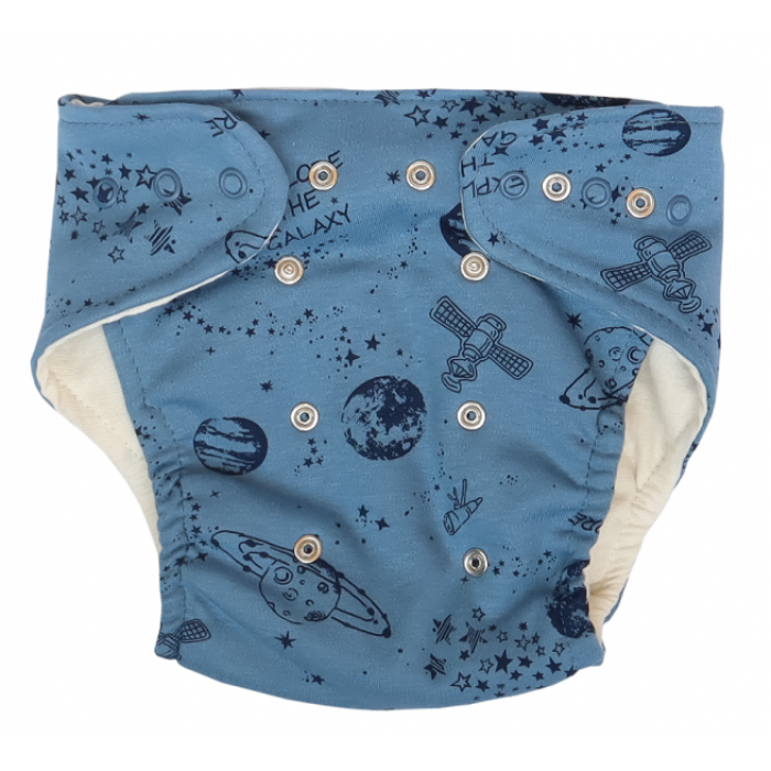 Mamatti Látková plienka EKO sada - nohavičky + 2 x plienka, Vesmír, veľ. 5 - 14 kg, modrá Mamatti Látková plienka EKO sada - nohavičky + 2 x plienka, Vesmír, veľ. 5 - 14 kg, modrá