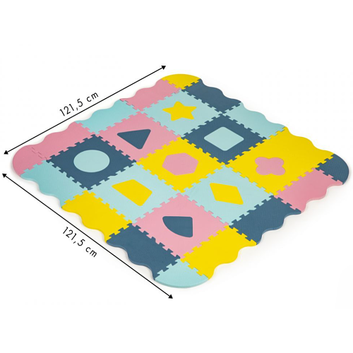 ECO TOYS Detské penové puzzle 121,5x121,5cm, hracia deka, podložka na zem Tvary, 37 dielov