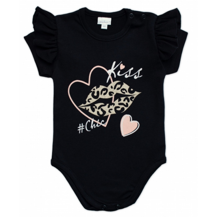 G-baby Dojčenské body s volánikom Kiss - čierne G-baby Dojčenské body s volánikom Kiss - čierne